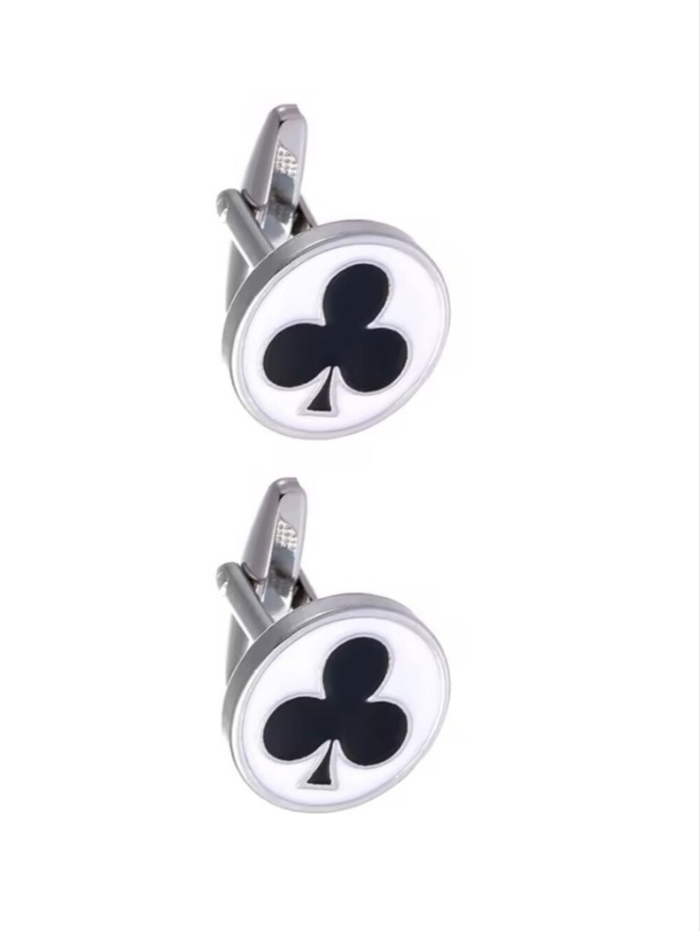 Club Suit Cufflinks Black Clover Playing Card Casino Gambling Formal Accessory